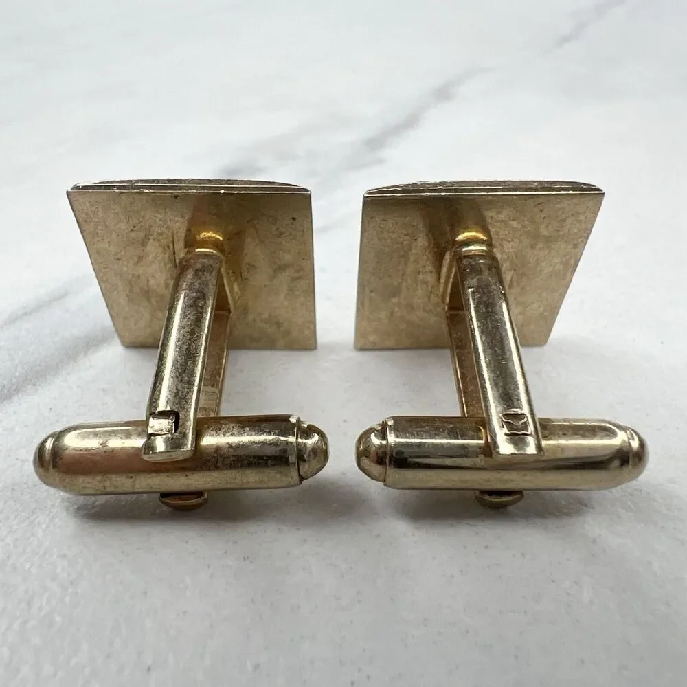 Gold Tone Vintage Textured Square Cufflinks